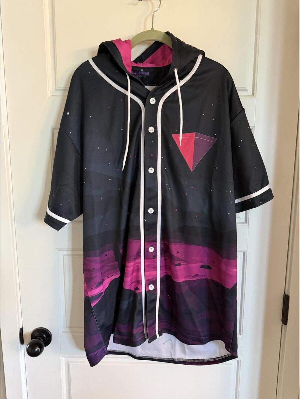 Rave Bonfire Apparel Button up Hoodie Overthinker Black Purple Size XL